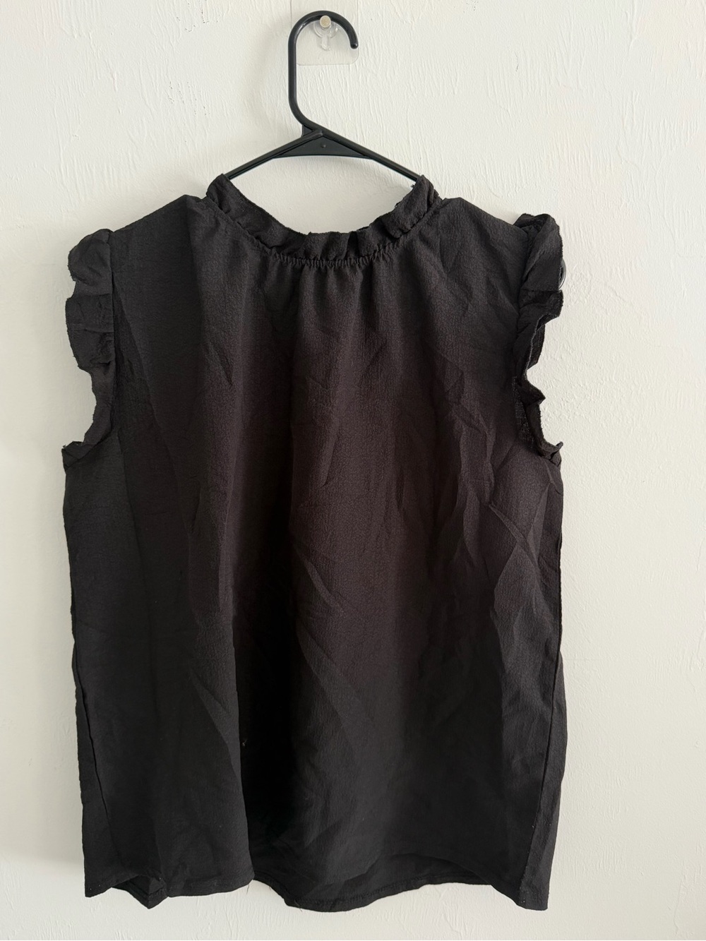Black Ruffle Sleeve Women's Top